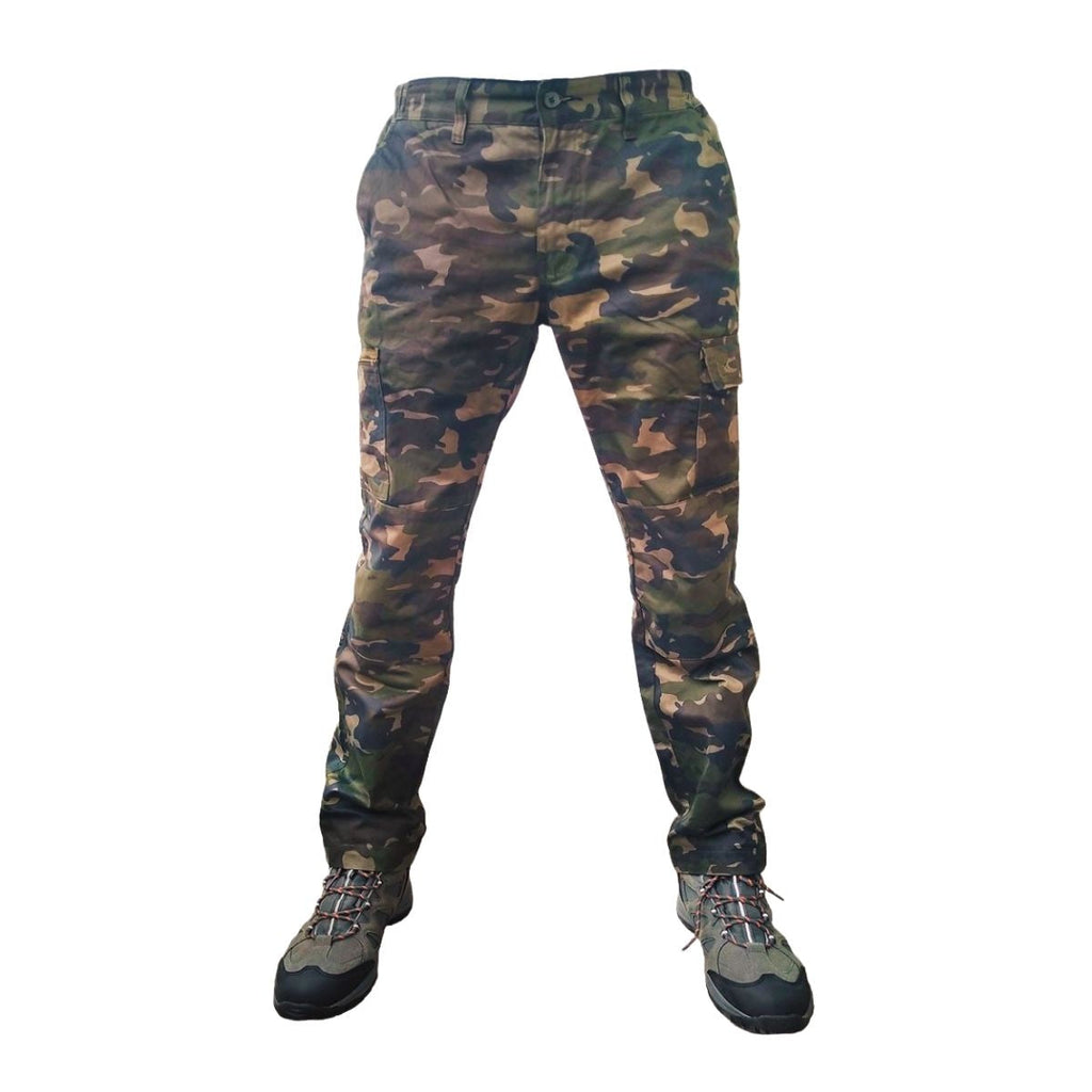 Elastic Waist Forest Camo Multi Pocket Straight Fit Cargo Pants | boohooMAN  USA
